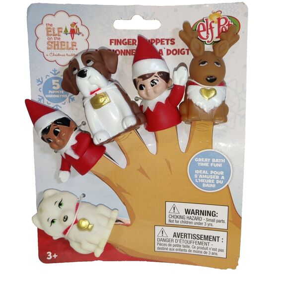 The Elf On The Shelf 5 Finger Bath Puppets Puppies Reindeer Elf Pets NEW - Picture 2 of 11